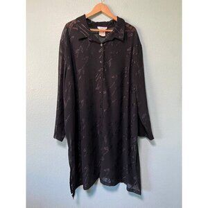 Vintage Lady Dorby Women's Plus Size Glitter Leaf Patterned See Through Cover 34